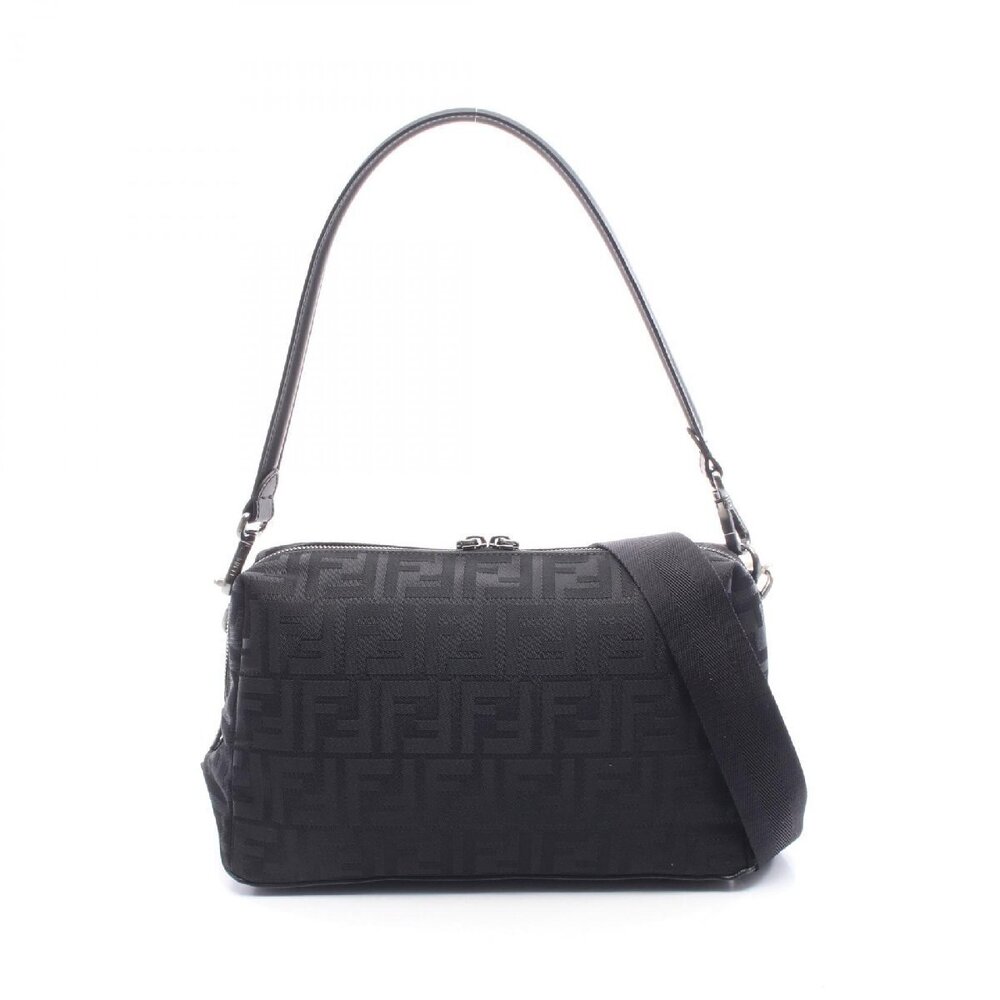 Fendi Square FF Shoulder Bag Canvas Black